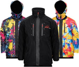 Ski Jacket: the black base jacket with the Paintsplat and Tie-Dye skins