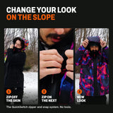 Change your look on the slope: zip off the skin, zip on the next, new look